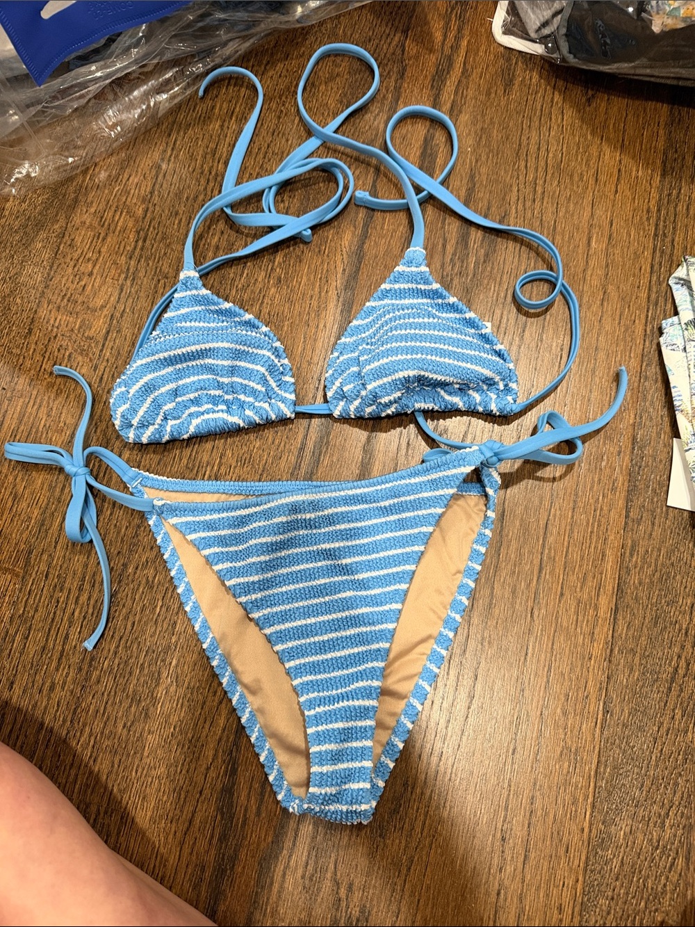 Shade & Shore blue & white striped bikini set
